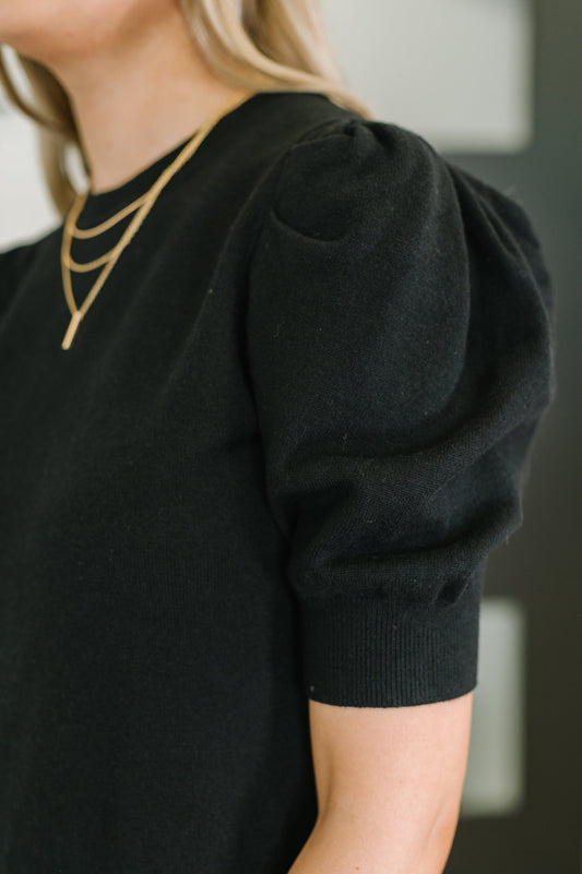Casually Classy Puff Sleeve Blouse in Black