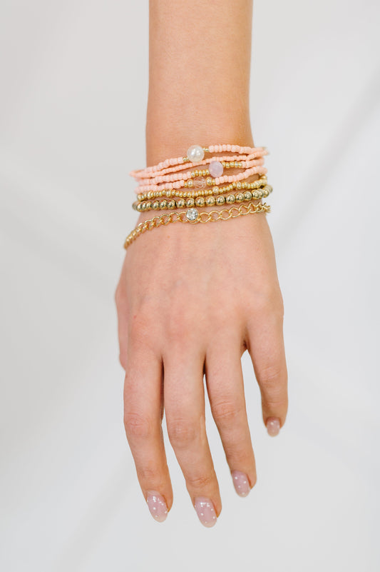 Rose & Radiance Bracelet Set in Pink and Gold