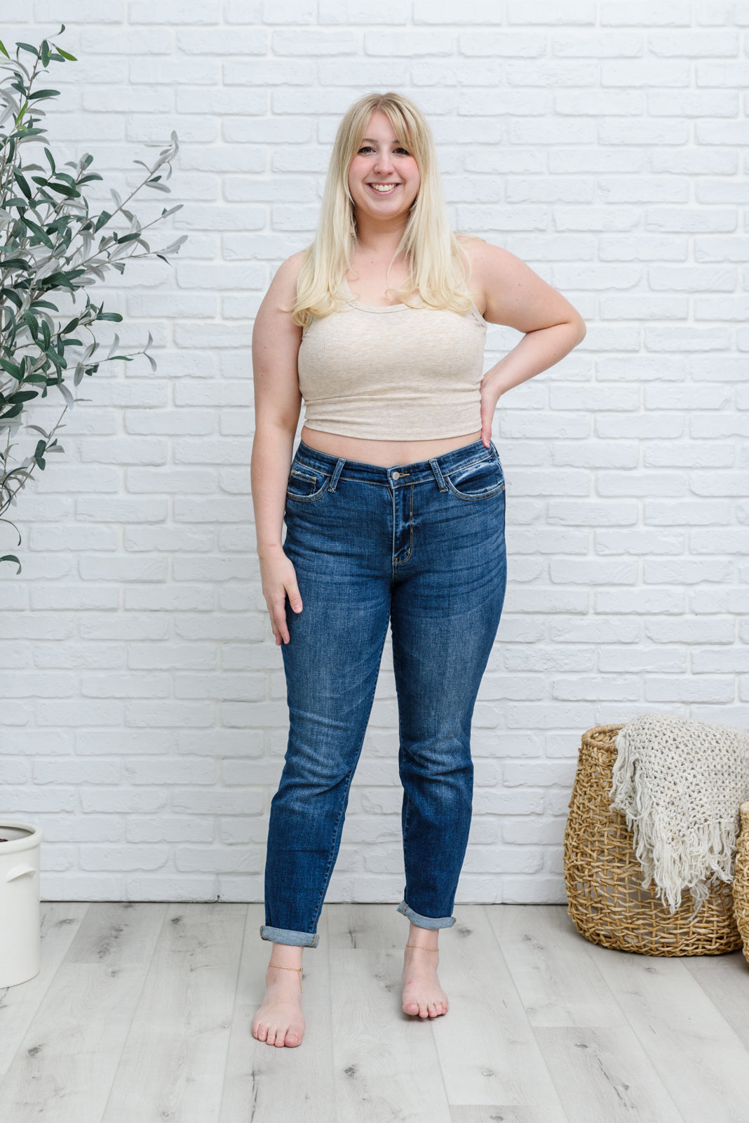 London Midrise Cuffed Boyfriend Jeans (1/25)