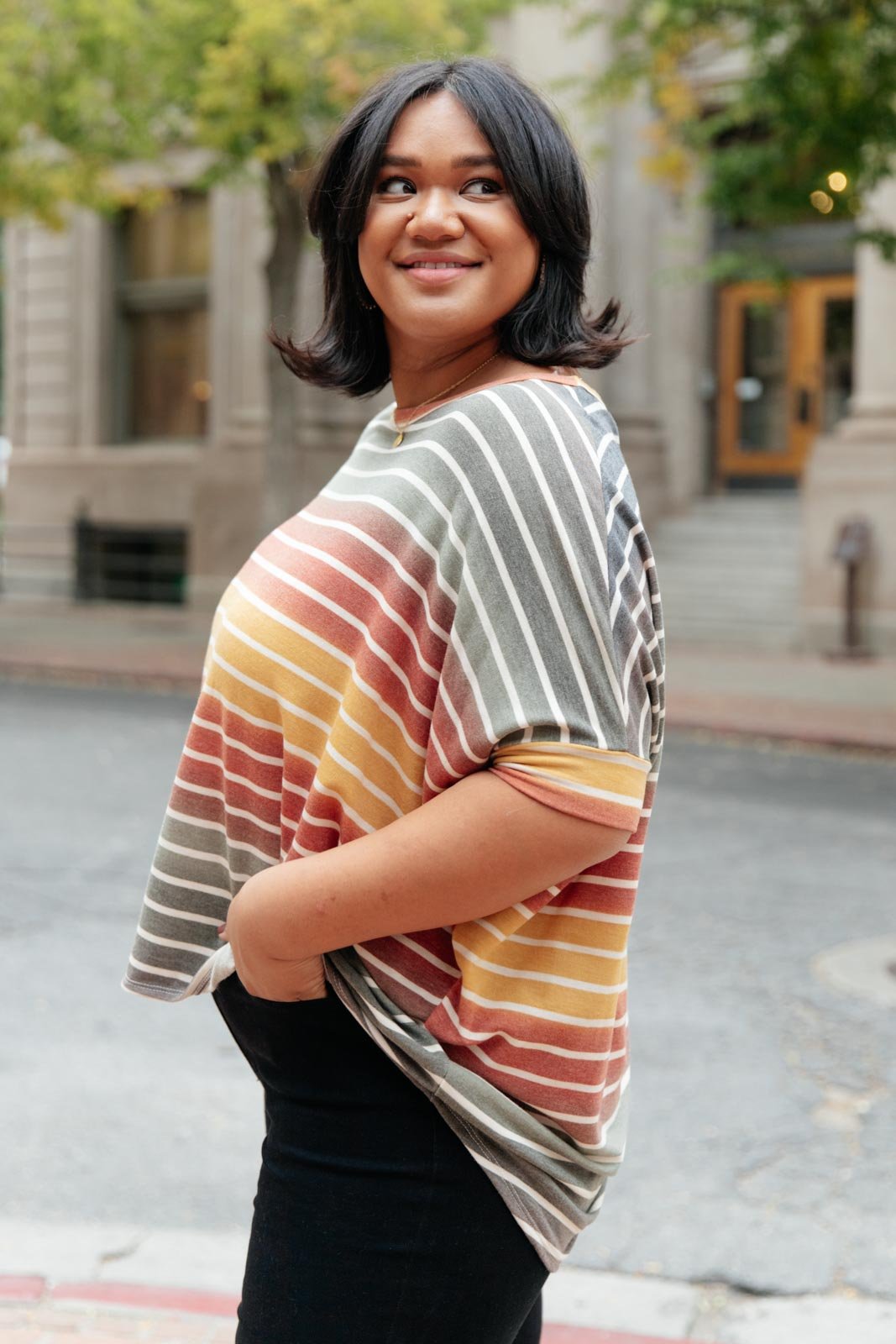 Weekend Wonder Top In Olive Multi