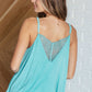 A Gleam in Her Eyes Lace Detail Cami in Aqua