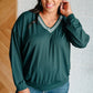 All Out Comfort V-Neck Pullover in Midnight Green