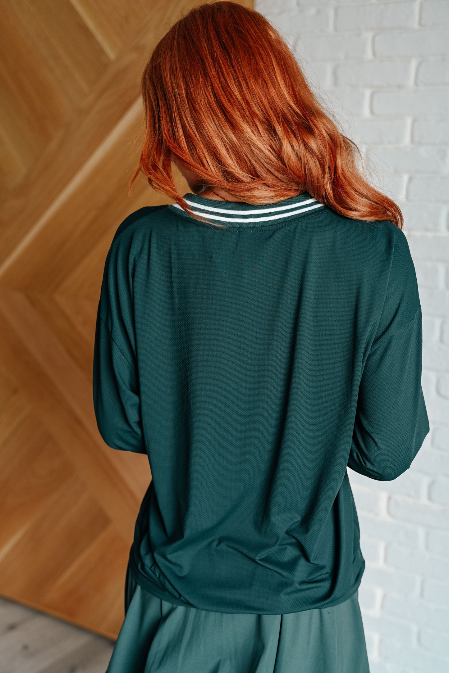 All Out Comfort V-Neck Pullover in Midnight Green