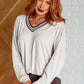 All Out Comfort V-Neck Pullover in Mocha Cream