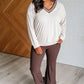 All Out Comfort V-Neck Pullover in Mocha Cream