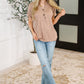 Almost There V-Neck Henley Top In Taupe