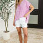 Basic Fade V-Neck Acid Wash Top in Mauve