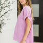 Basic Fade V-Neck Acid Wash Top in Mauve