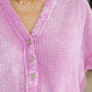 Basic Fade V-Neck Acid Wash Top in Mauve