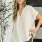 Basic Fade V-Neck Acid Wash Top in Sand Beige
