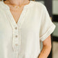 Basic Fade V-Neck Acid Wash Top in Sand Beige