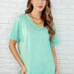 Basic Instinct Drop Shoulder V-Neck Tee in Mint