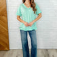 Basic Instinct Drop Shoulder V-Neck Tee in Mint