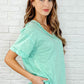 Basic Instinct Drop Shoulder V-Neck Tee in Mint