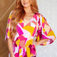 Cali Blouse in Magenta and Mustard Abstract