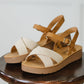Chester Platform Nubuck Wedge Sandals in Cream