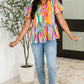 Chromatide Puff Sleeve Blouse in Mint/Orange