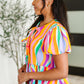 Chromatide Puff Sleeve Blouse in Mint/Orange