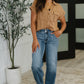 Cloud Nine to Five Button Down Blouse in Deep Camel