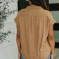 Cloud Nine to Five Button Down Blouse in Deep Camel