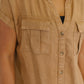 Cloud Nine to Five Button Down Blouse in Deep Camel