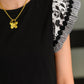 Contrast Flutter Sleeve Top in Black