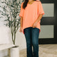 Counter Part Crinkle Woven V-Neck Top in Coral