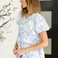 Dainty Lil' Thing Balloon Sleeve Blouse in Ivory/Blue