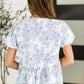 Dainty Lil' Thing Balloon Sleeve Blouse in Ivory/Blue