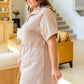 Darla Button Up Collared Dress in Taupe