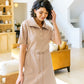 Darla Button Up Collared Dress in Taupe