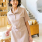 Darla Button Up Collared Dress in Taupe