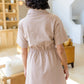 Darla Button Up Collared Dress in Taupe