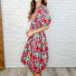 Dewdrop Blooms Puff Sleeve Floral Dress