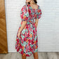 Dewdrop Blooms Puff Sleeve Floral Dress