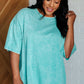 Don't Mind Me Mineral Wash Drop Shoulder Tee in Turquoise