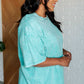 Don't Mind Me Mineral Wash Drop Shoulder Tee in Turquoise