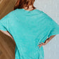 Don't Mind Me Mineral Wash Drop Shoulder Tee in Turquoise