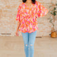 Dreamer Peplum Top in Pink Filigree