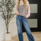 Dual Tones Cable Ribbed Knit Sweater