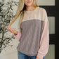 Dual Tones Cable Ribbed Knit Sweater