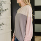 Dual Tones Cable Ribbed Knit Sweater