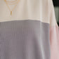 Dual Tones Cable Ribbed Knit Sweater