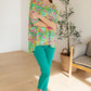 Essential Blouse in Painted Green and Pink