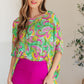 Essential Blouse in Painted Green and Pink