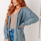 Everything Layer Waffle Knit Open Front Cardigan in Blue Grey