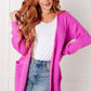 Everything Layer Waffle Knit Open Front Cardigan in Bright Mauve