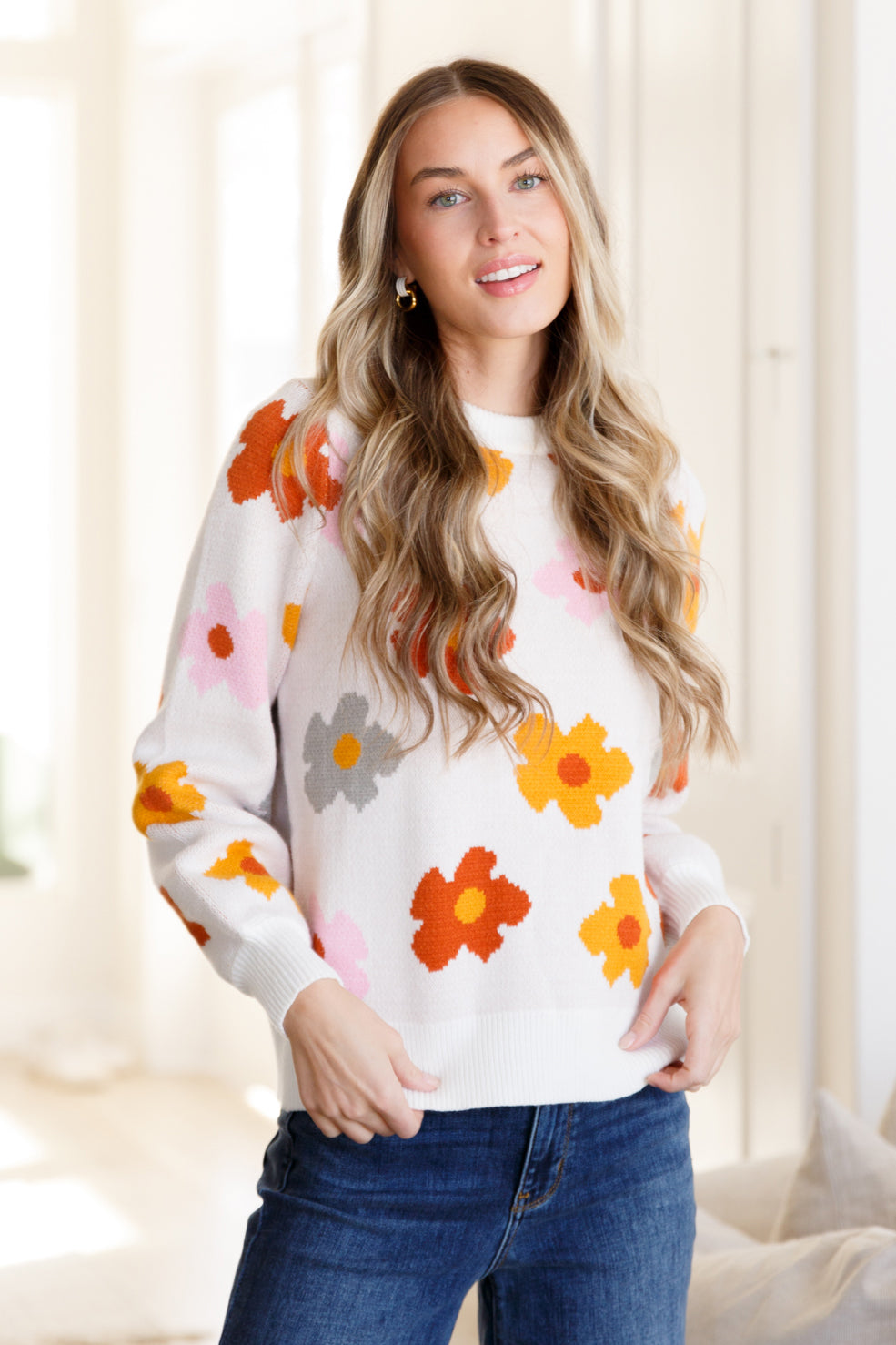 Falling Flowers Floral Sweater