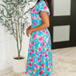 Fleurget Me Not Tiered Flutter Sleeve Dress in Aqua