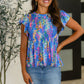 Flirt Alert Flutter Sleeve Top in Blue